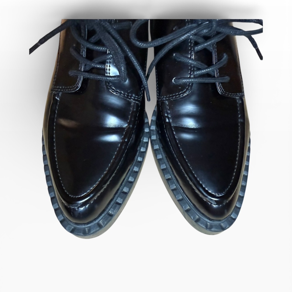 JLO Jennifer Lopez Black Patent Leather Oxford Shoes Chunky Sole, Size 7.5 M EUC - Picture 6 of 14